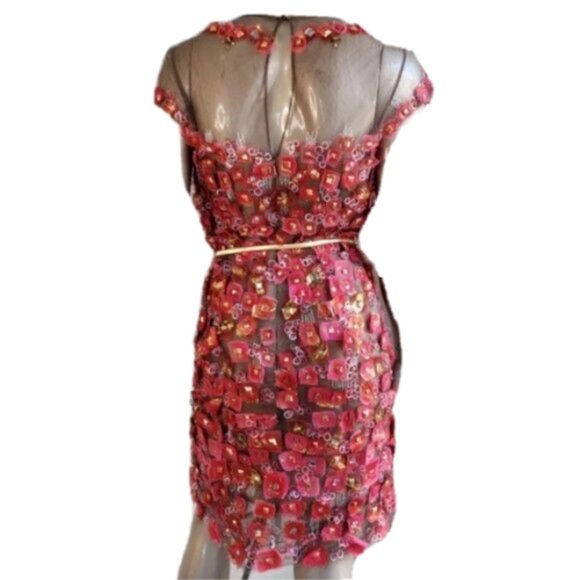 $5,700 OSCAR DE LA RENTA GORGEOUS SILK CRYSTAL BEAD RUNWAY DRESS XL 18 - Picture 5 of 16